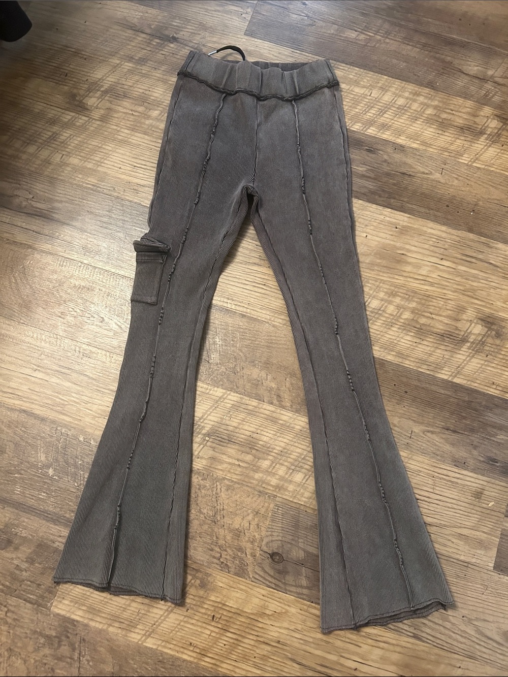 Maniere De Voir corded Ribbed Knit Pants in Dark Brown